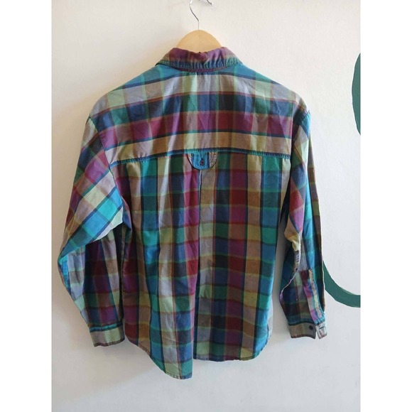 Ashleigh Morgan Womens Plaid Button Down Shirt Multi Color Long Sleeve Top - Picture 2 of 4